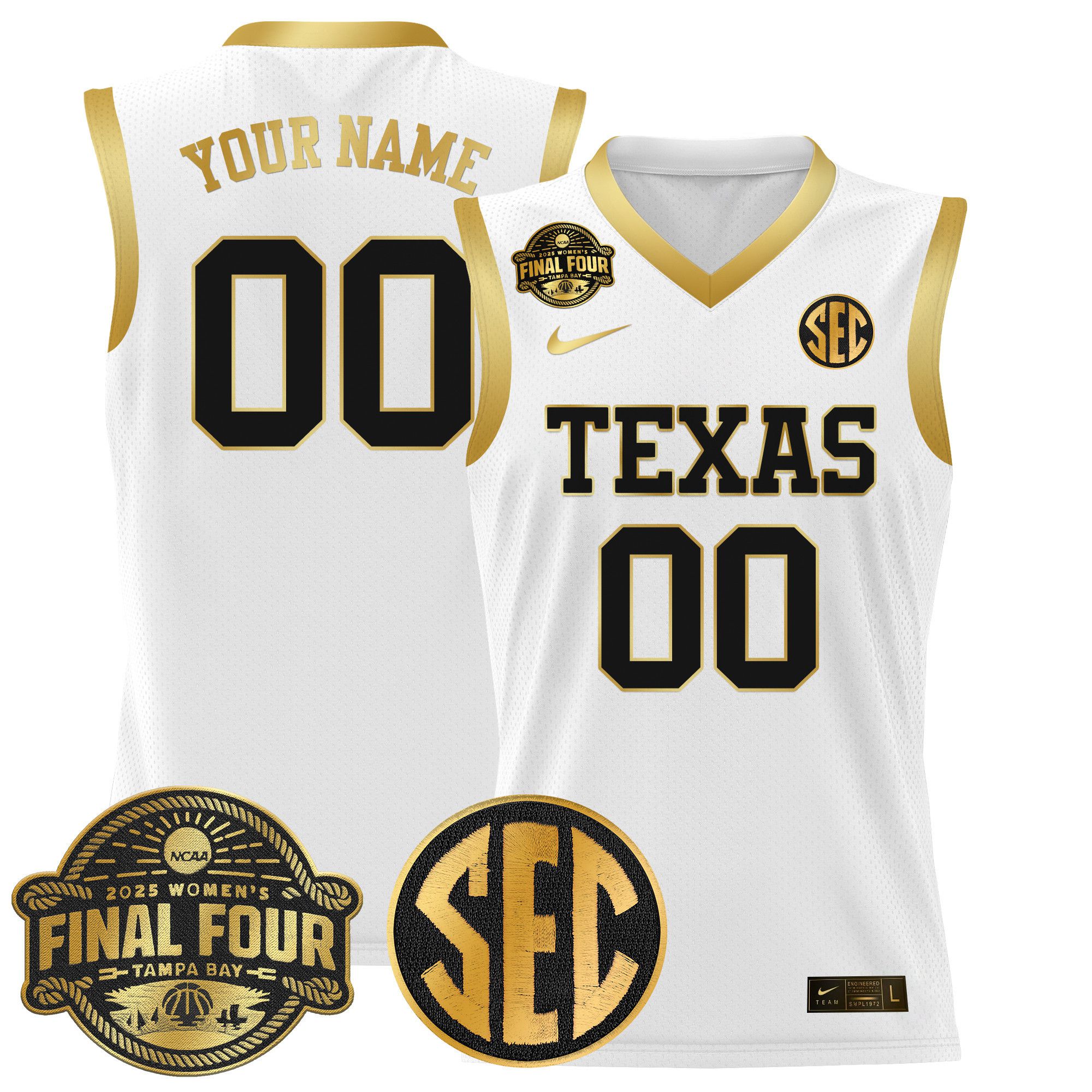 Men Texas Longhorns White 2025 Nike Final Four Patch Lightweight Basketball Custom NCAA Jerseys